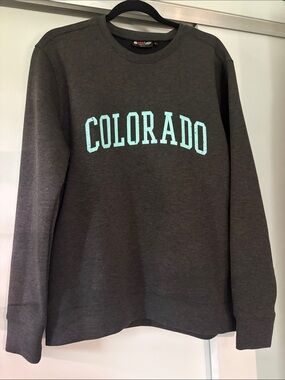 Heatlast size Large Colorado Crewneck Sweatshirt in Charcoal with Teal Logo